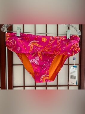 NWT Bleu Rod Beattie Pink & Orange Floral Fold-Over Bikini Bottoms in Size 10